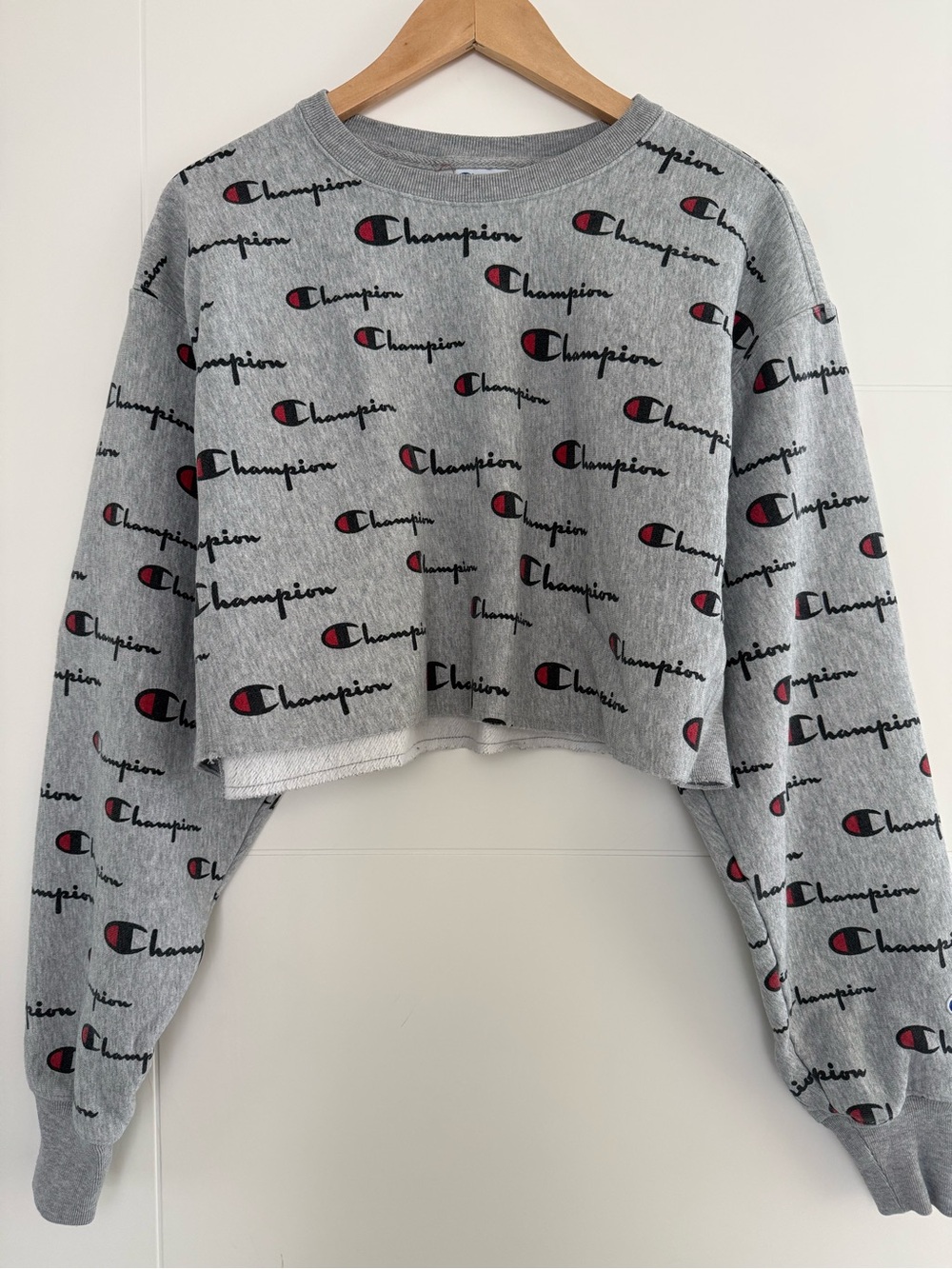 Champion Cropped Sweatshirt, size large.